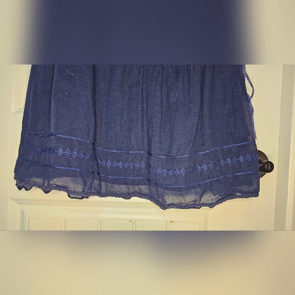 [AEO] Navy Blue Cap Sleeve Vintage Y2K Boho Mini Dress - 14 Navy Blue - Picture 2 of 15